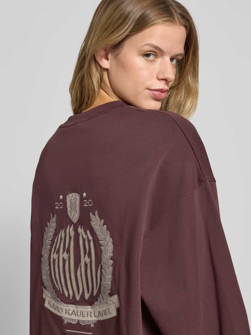 Karo Kauer Oversized shirt met lange mouwen met labelstitching