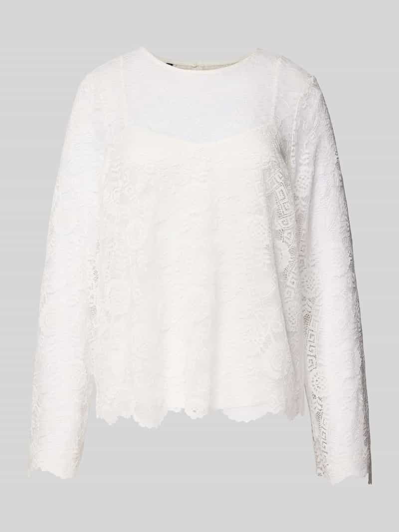 Pieces Regular fit blouse met lange mouwen van kant model 'OLLINE'