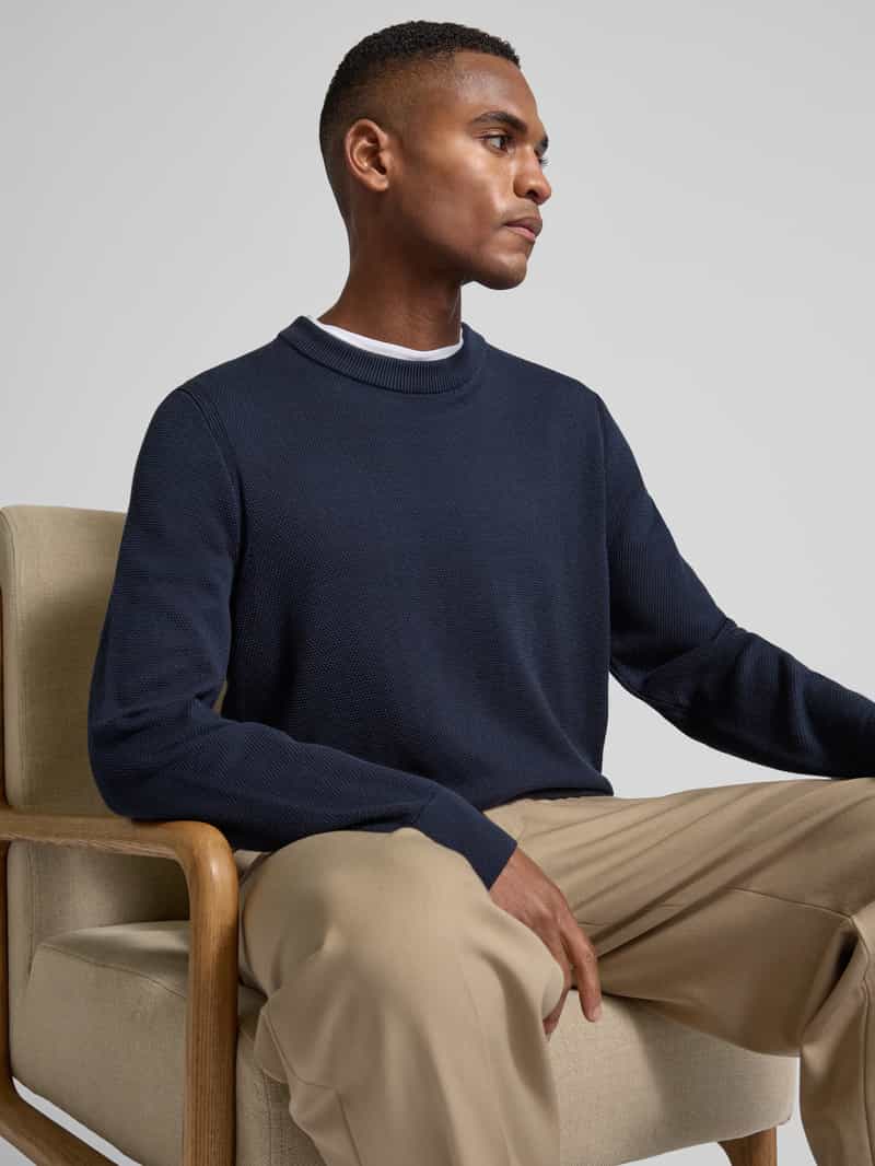 Boss Gebreide pullover met ribboorden model 'Ecaio'