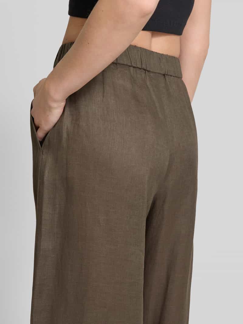 MM Wide leg linnen broek met elastische band model 'MINNIE'