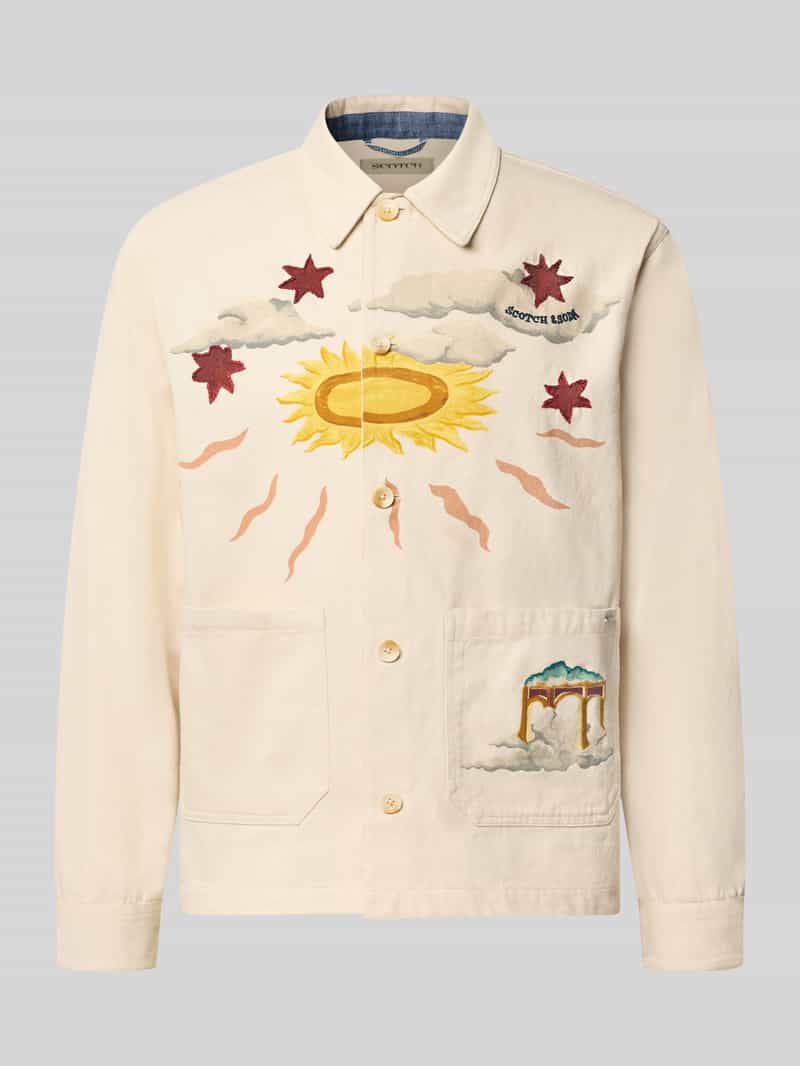 Regular fit overshirt met motiefprints en applicaties