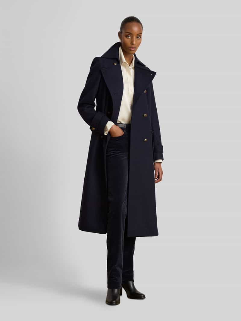 Lauren Ralph Lauren Lange wollen jas met goudkleurige sierknopen