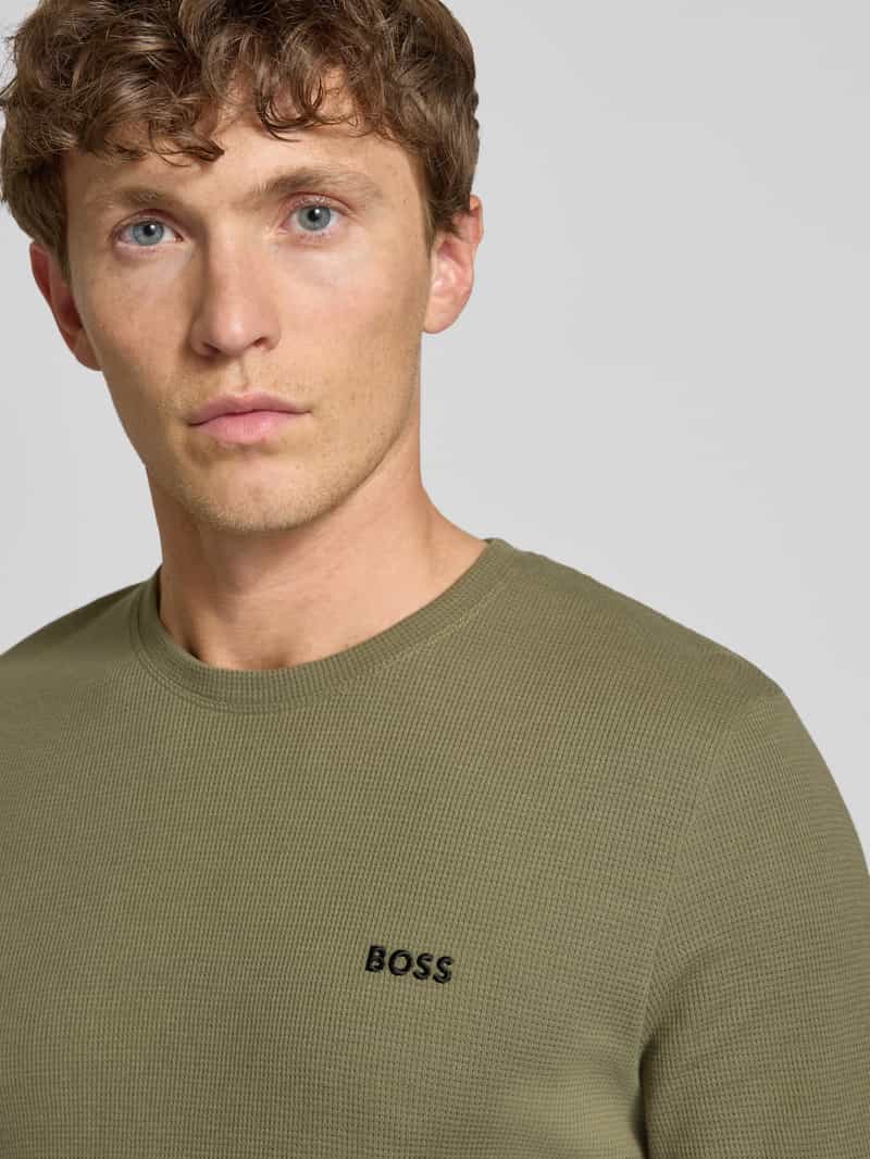 Boss Regular fit T-shirt met wafellook