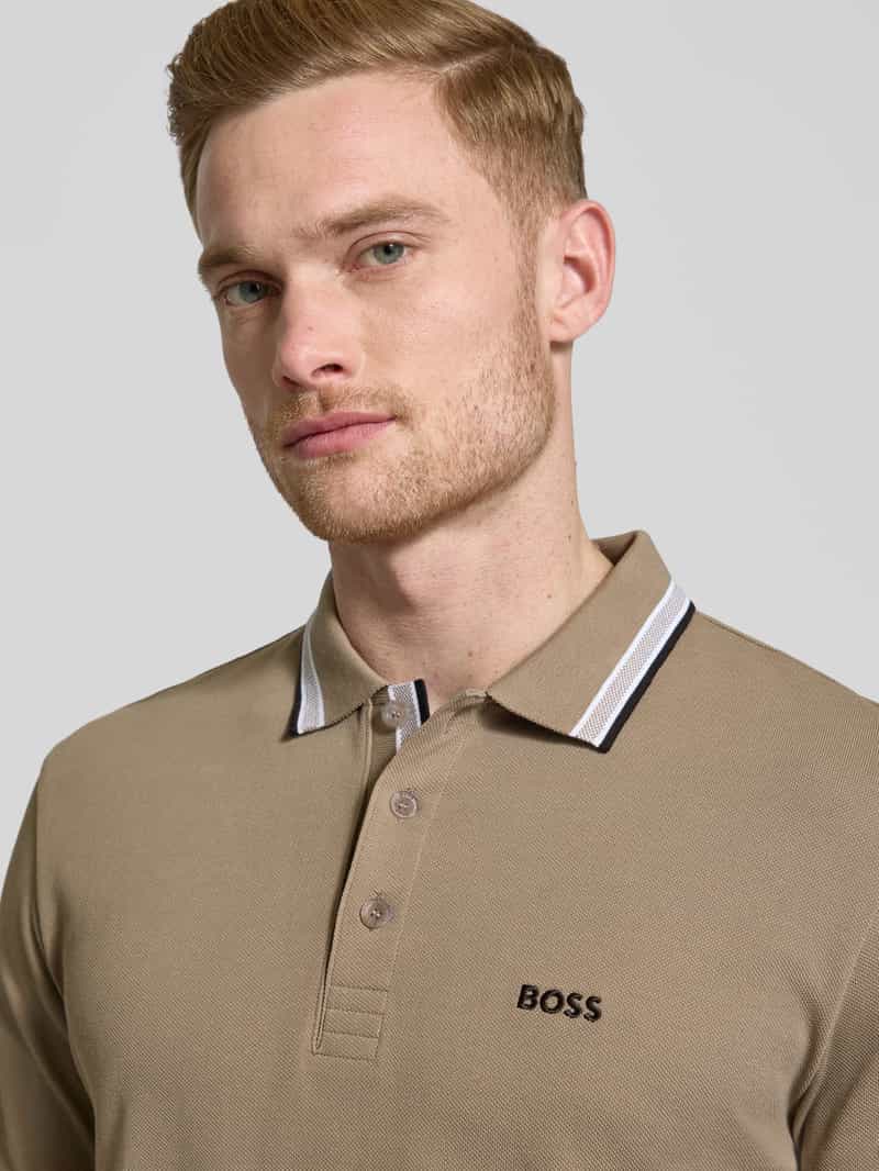BOSS Green Regular fit poloshirt met labelstitching model 'Plisy'