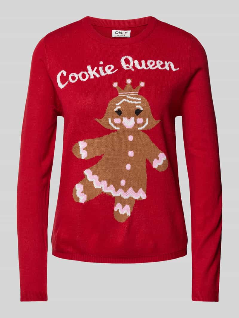 Only Regular fit kersttrui met peperkoekmotief, model 'XMAS GINGERBREAD'