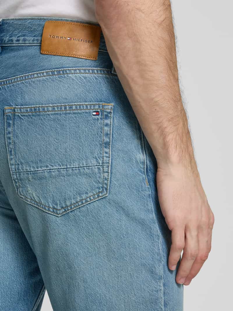 Tommy Hilfiger Straight fit jeans van zuiver katoen in used-look model 'MERCER'