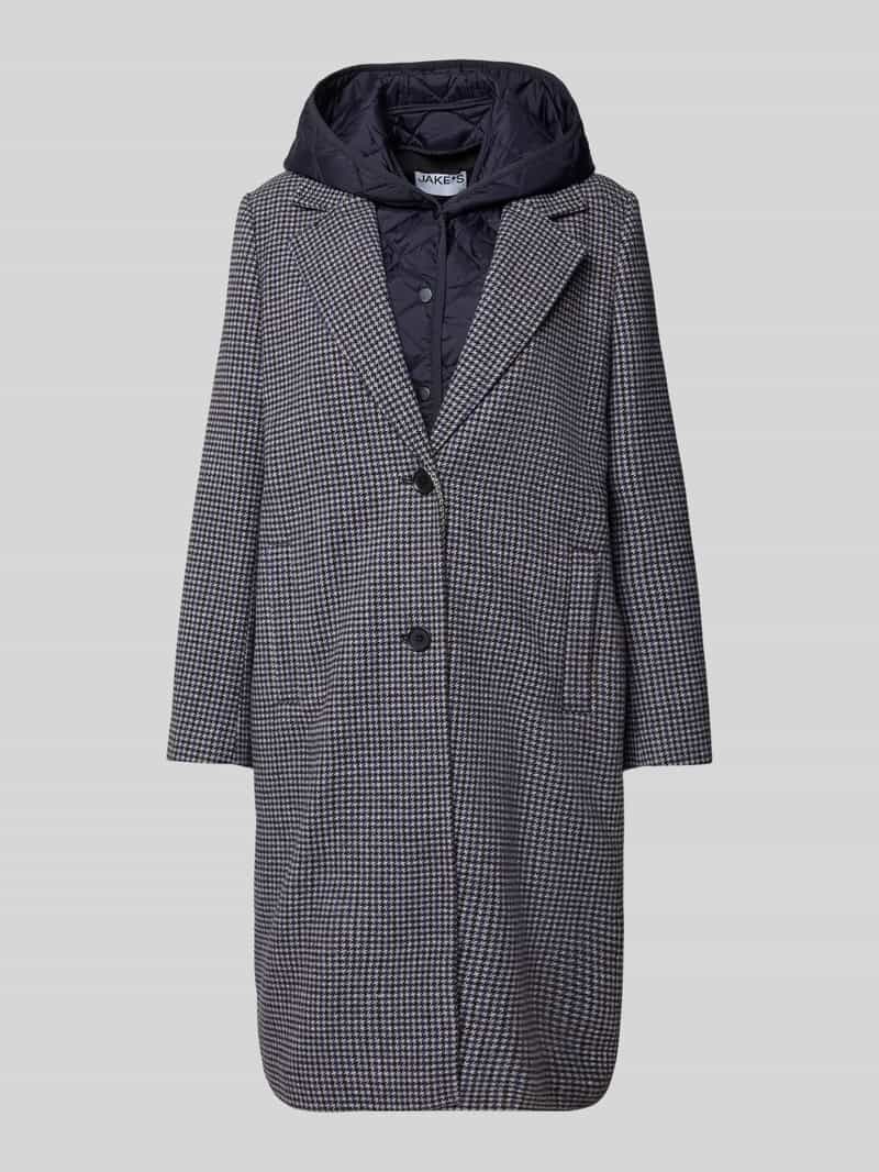 Jake*s Casual Regular fit lange jas met wol en reverskraag