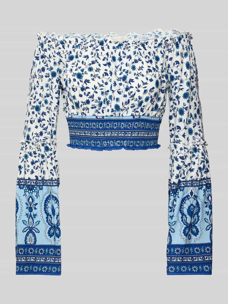 Korte blousetop van viscose in off shoulder-look