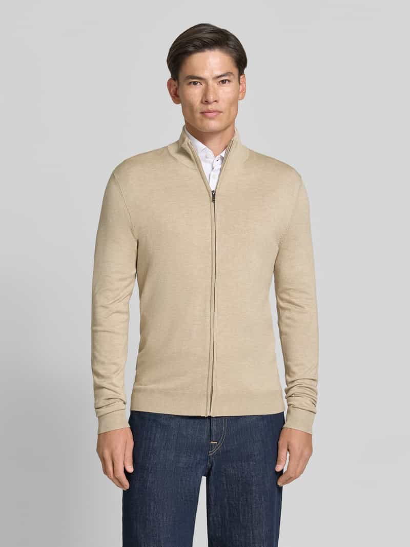 MCNEAL Slim fit gebreid jack van viscosemix met opstaande kraag