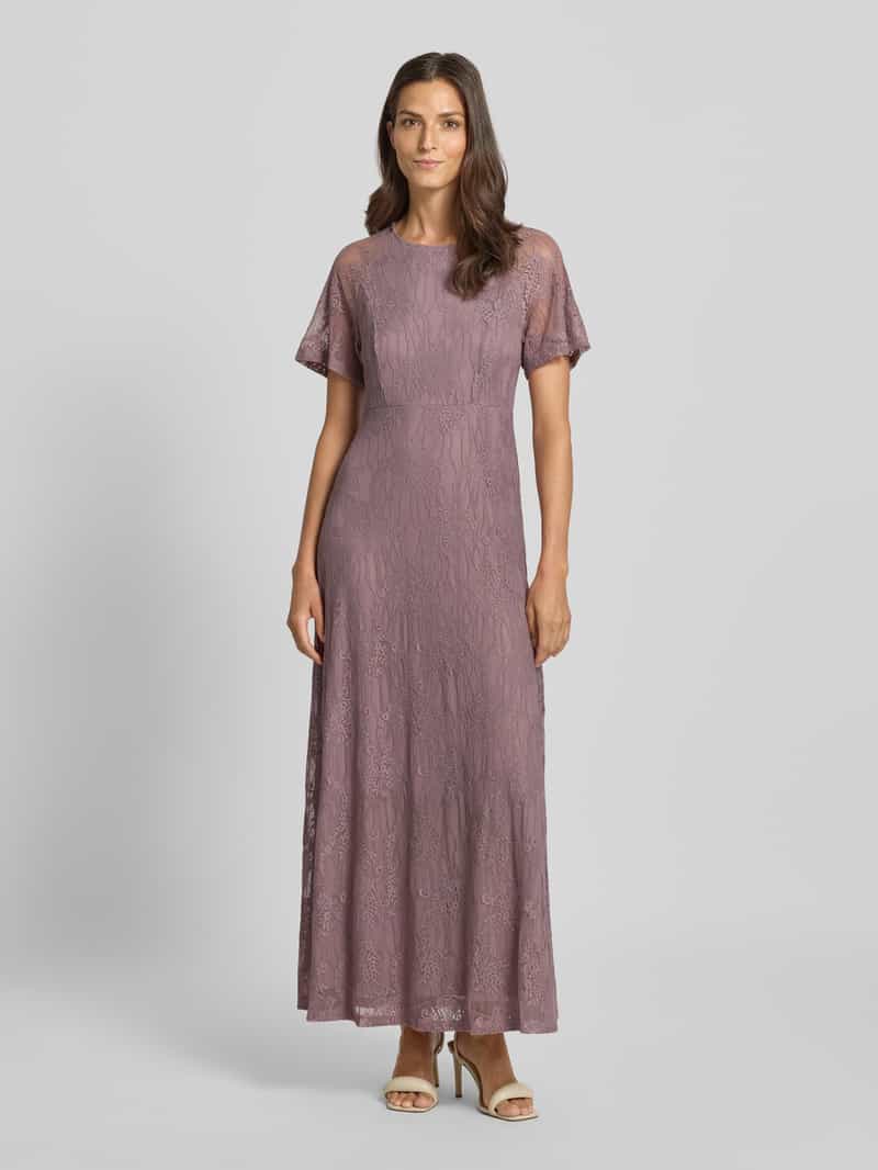 Vila Maxi-jurk van kant met ronde hals mauve, foto 3