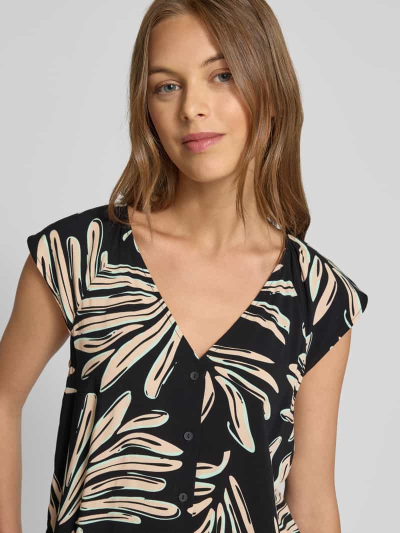 Tom Tailor Denim Relaxed fit blouse met korte mouwen van pure viscose