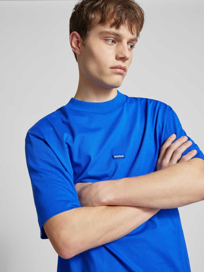 Hugo Blue T-shirt met labelpatch model 'Nieros'