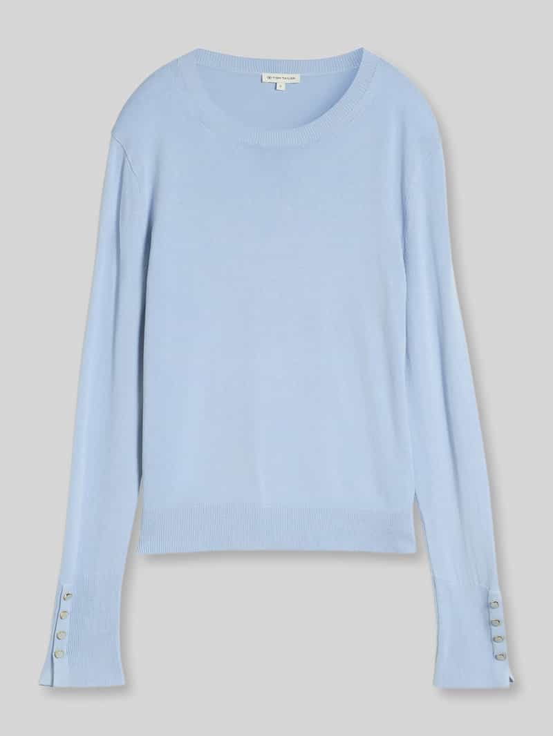Tom Tailor - Gebreide trui met knoopdetails - Maat XS - Kentucky Blue