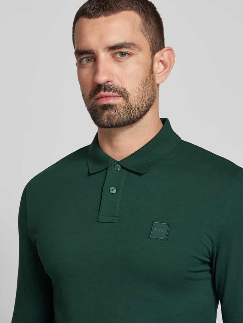 Boss Orange Slim fit poloshirt met labelbadge model 'Passerby'