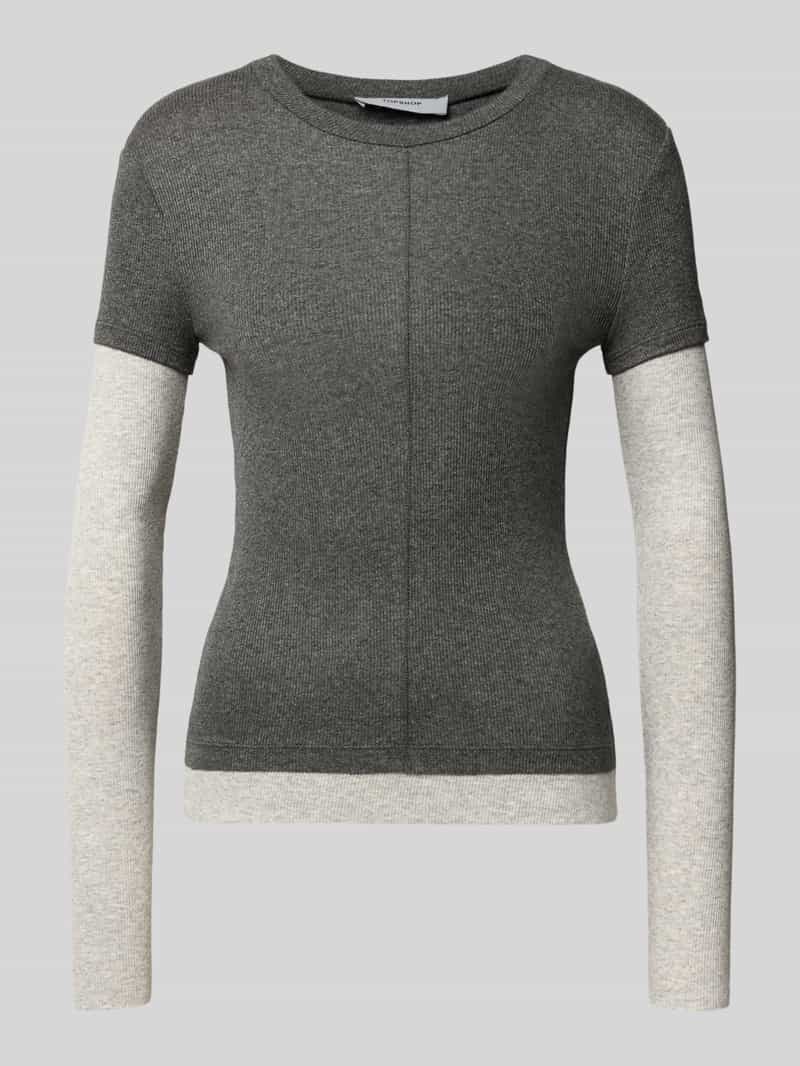 Topshop Shirt met lange mouwen van viscosemix met ribstructuur model 'Belia'