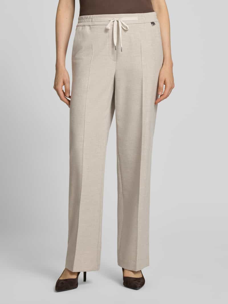 Marc Cain straight fit stoffen broek met viscose en persplooien