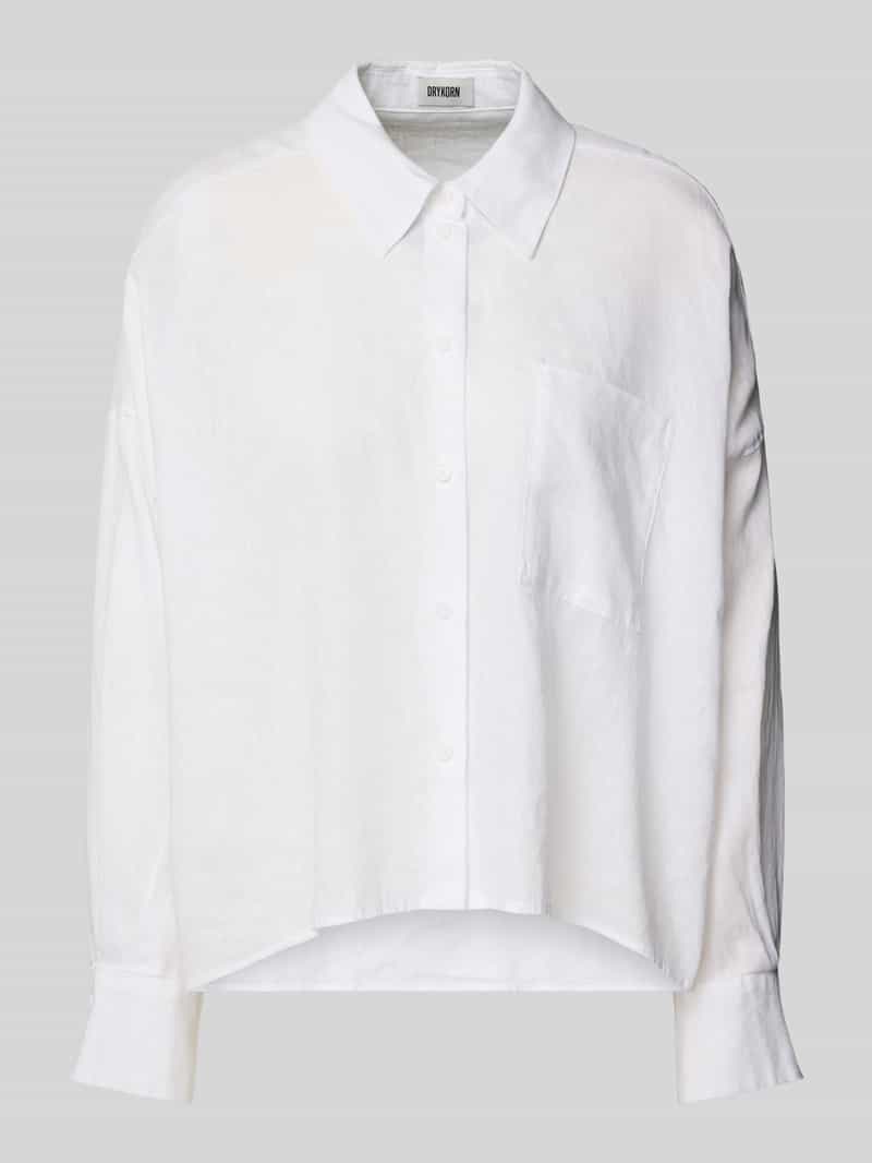 drykorn Relaxed fit linnen blouse met borstzak model 'NAMIDA'