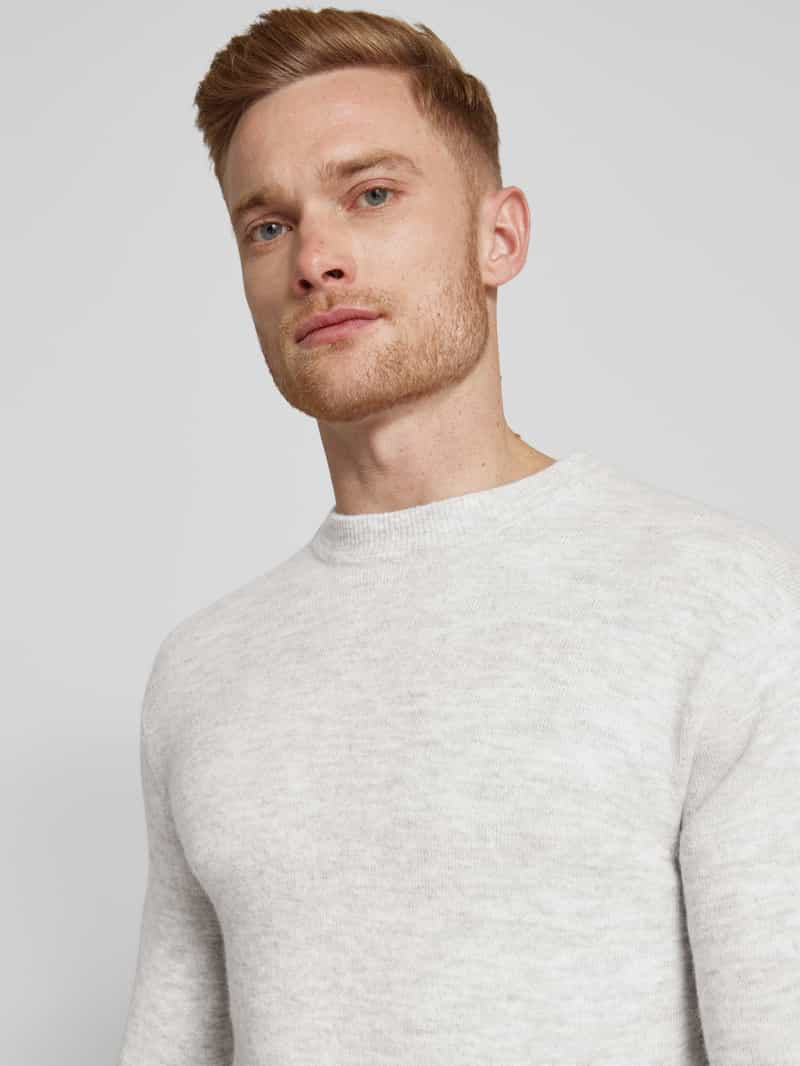 Tom Tailor Denim Regular fit gebreide pullover met wol en labelstitching bij de mouwen