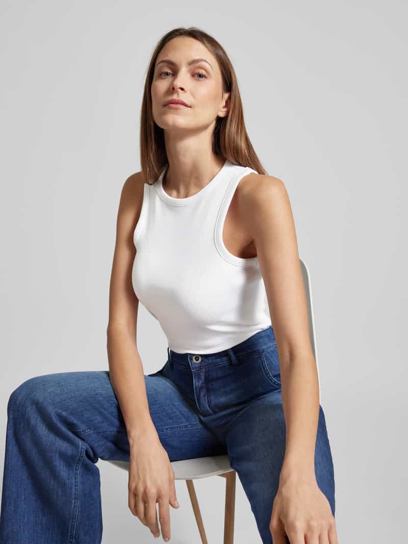 Tom Tailor Denim Slim fit tanktop van katoenmix met geribde look