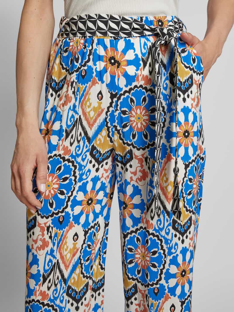 MORE & MORE Wide leg stoffen broek met strikceintuur