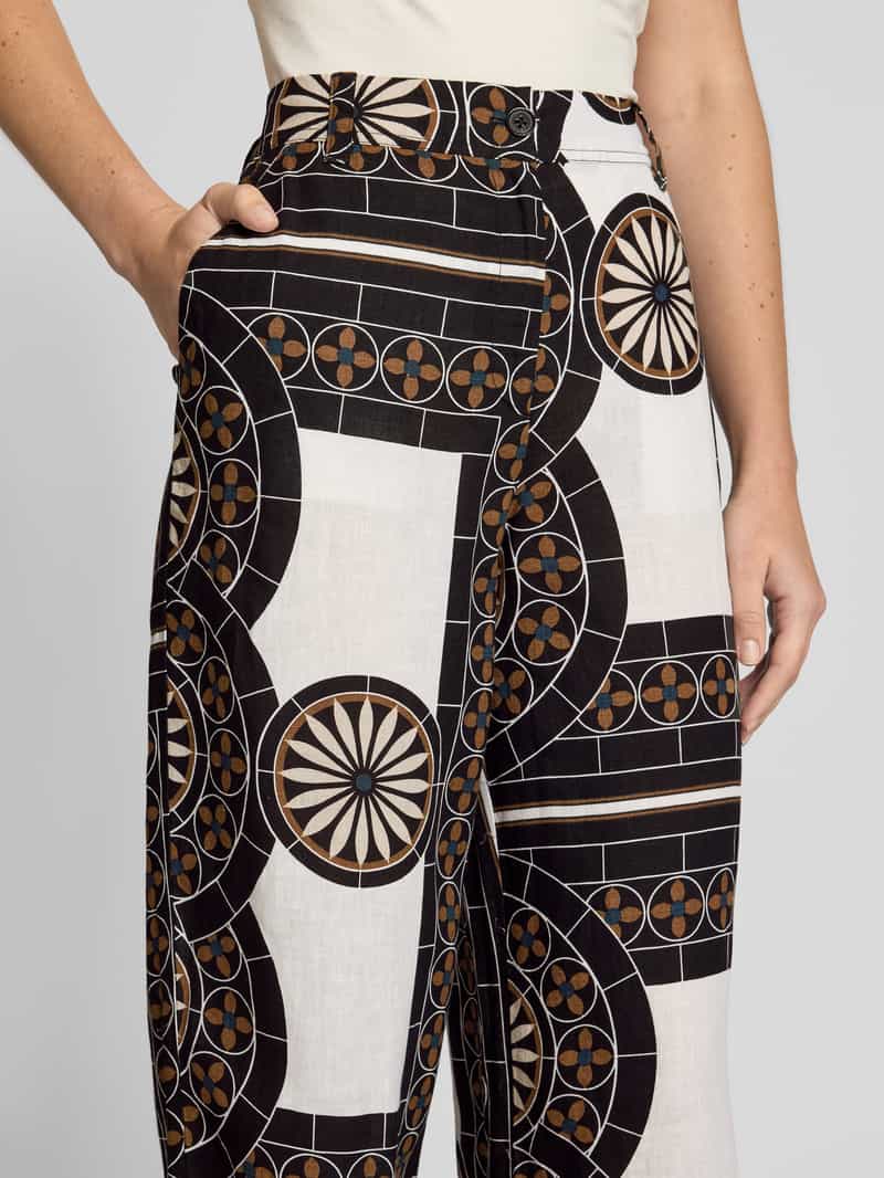 Marc O'Polo Loose fit linnen broek met all-over motief
