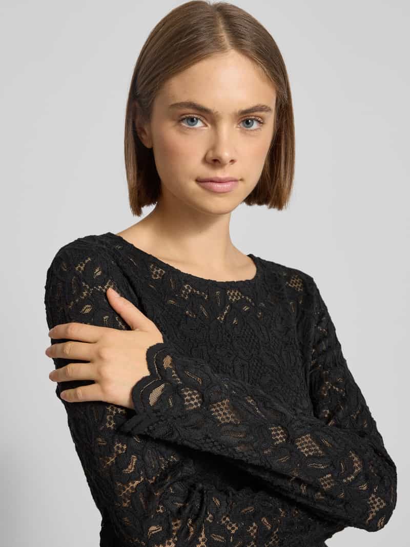 Pieces Regular fit blousetop van transparant kant model 'JOHANNE'