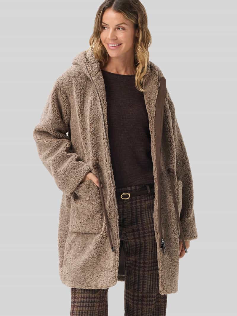 BRAX Regular fit teddymantel met capuchon model 'Yasmin'