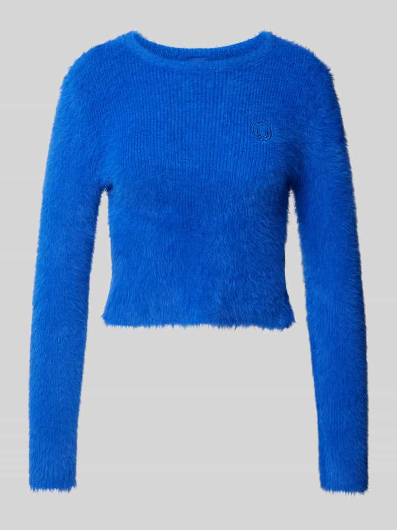 Hugo Blue Gebreide pullover met labelstitching model 'Suverry'
