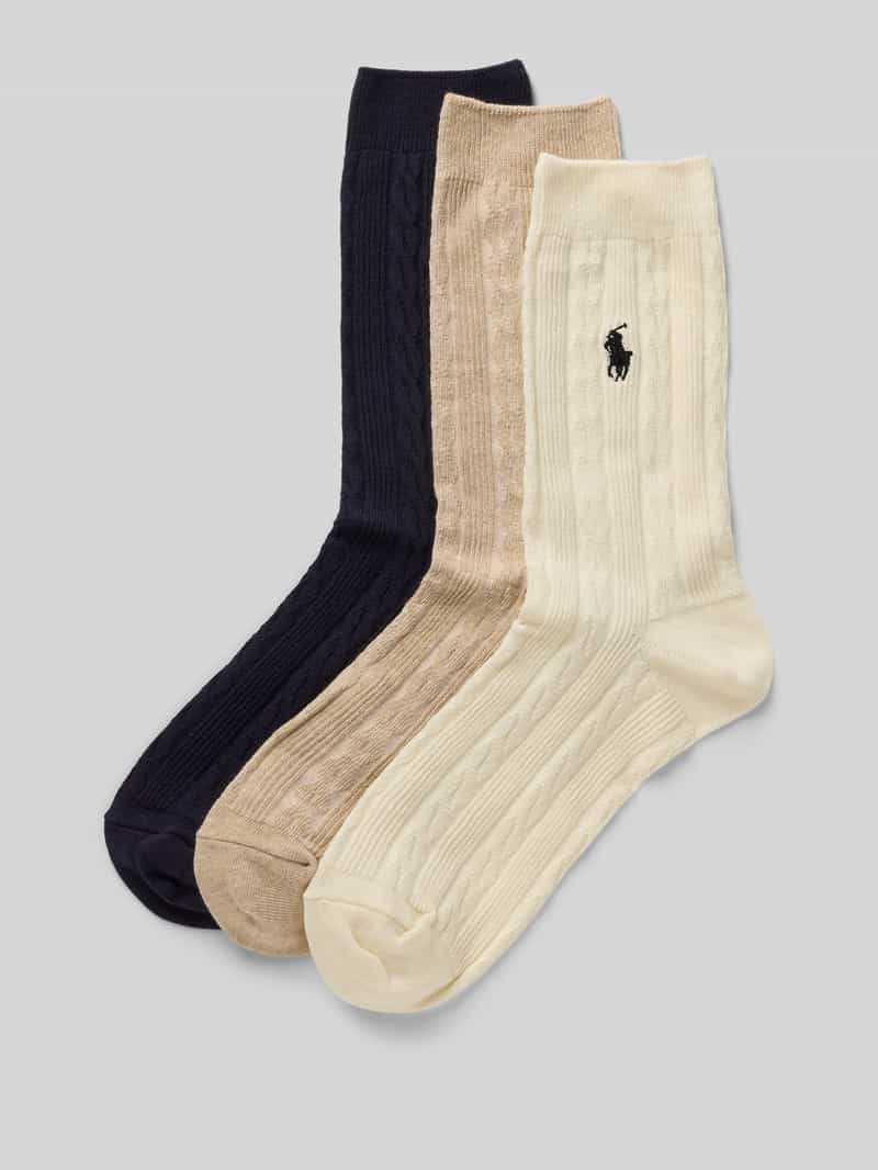 Polo Ralph Lauren Sokken met kabelpatroon in een set van 3 paar