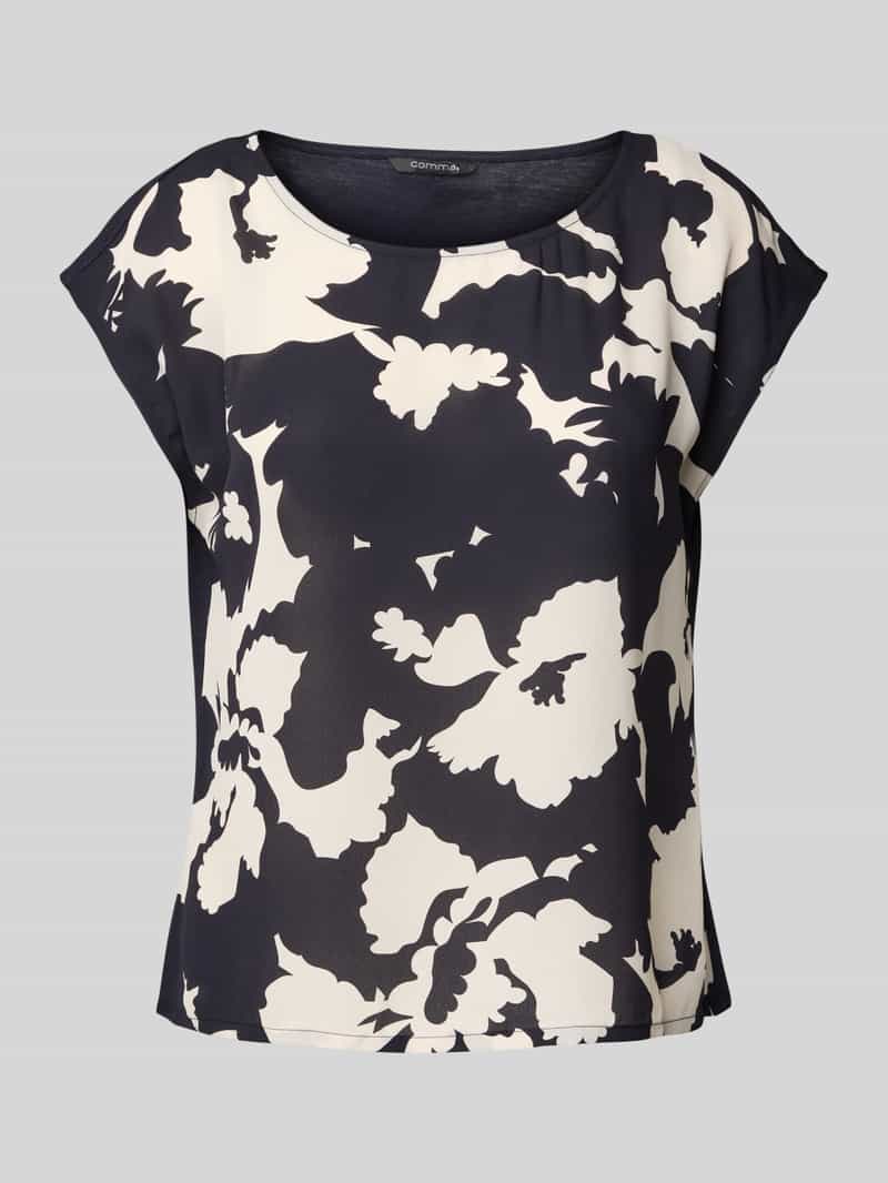 comma T-shirt van viscosemix met ronde hals