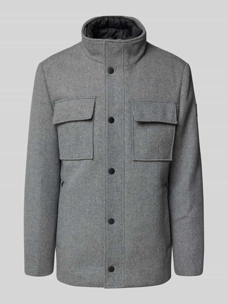 Tom Tailor Regular fit lange wollen jas van wolmix met afneembare binnenkraag