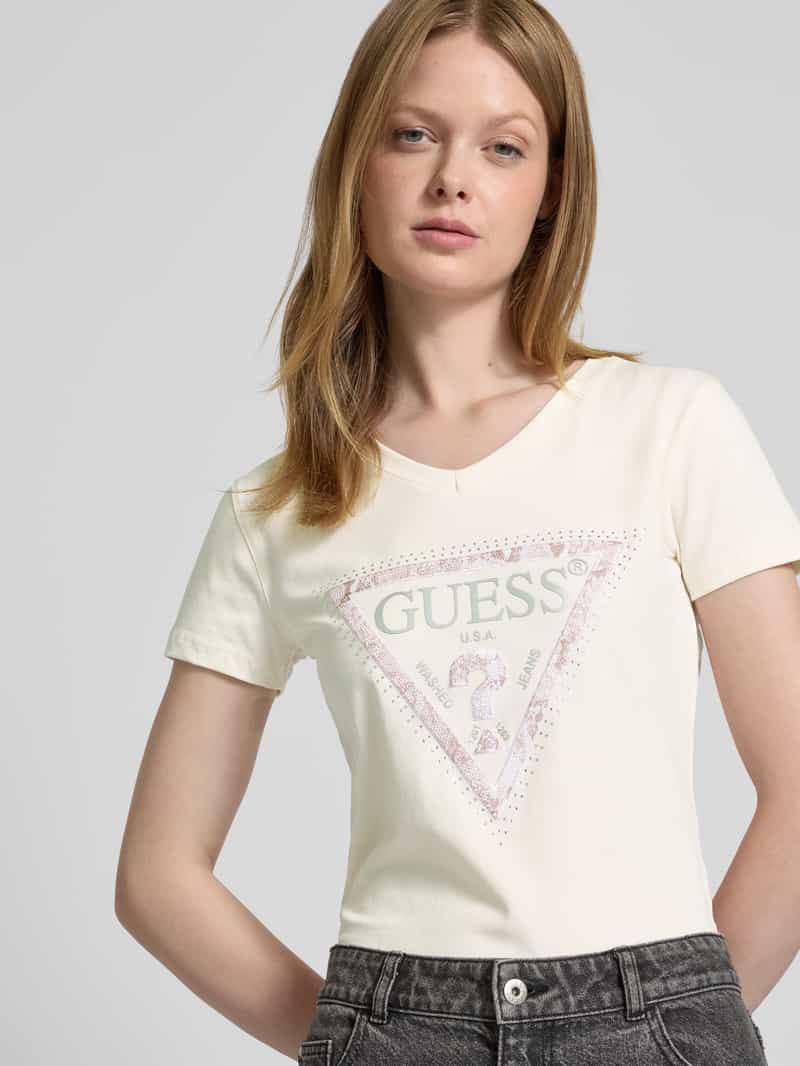 Guess T-shirt met labelprint model 'PYTHON'