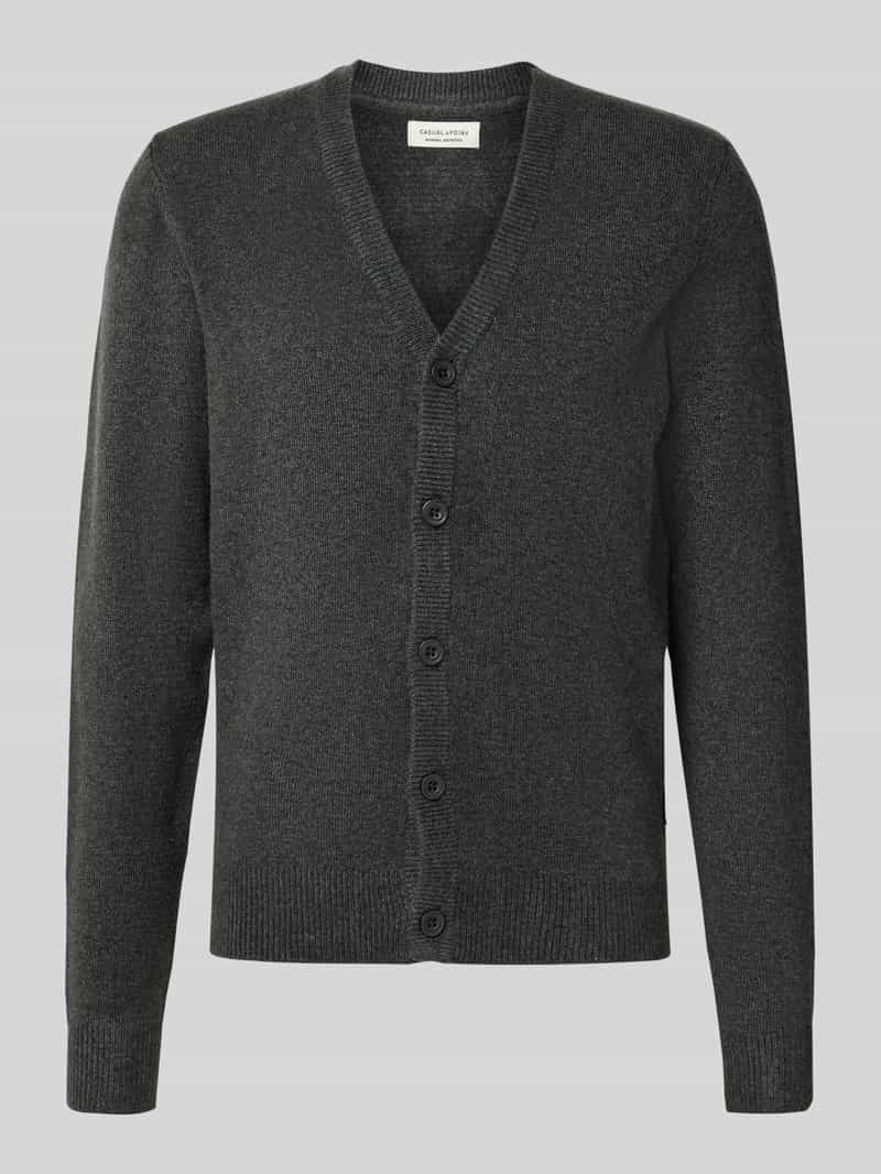 casual friday Slim fit gebreid jack met V-hals model 'Heine'