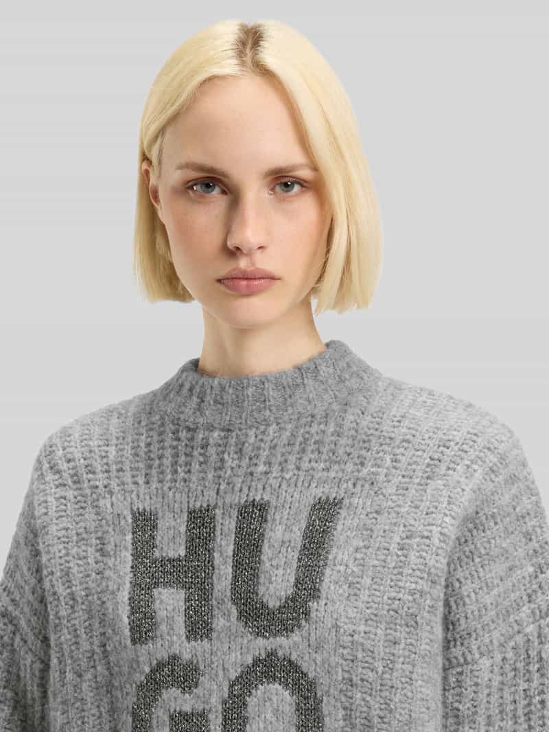 HUGO Oversized gebreide pullover van wolmix model 'SLOGUIS'