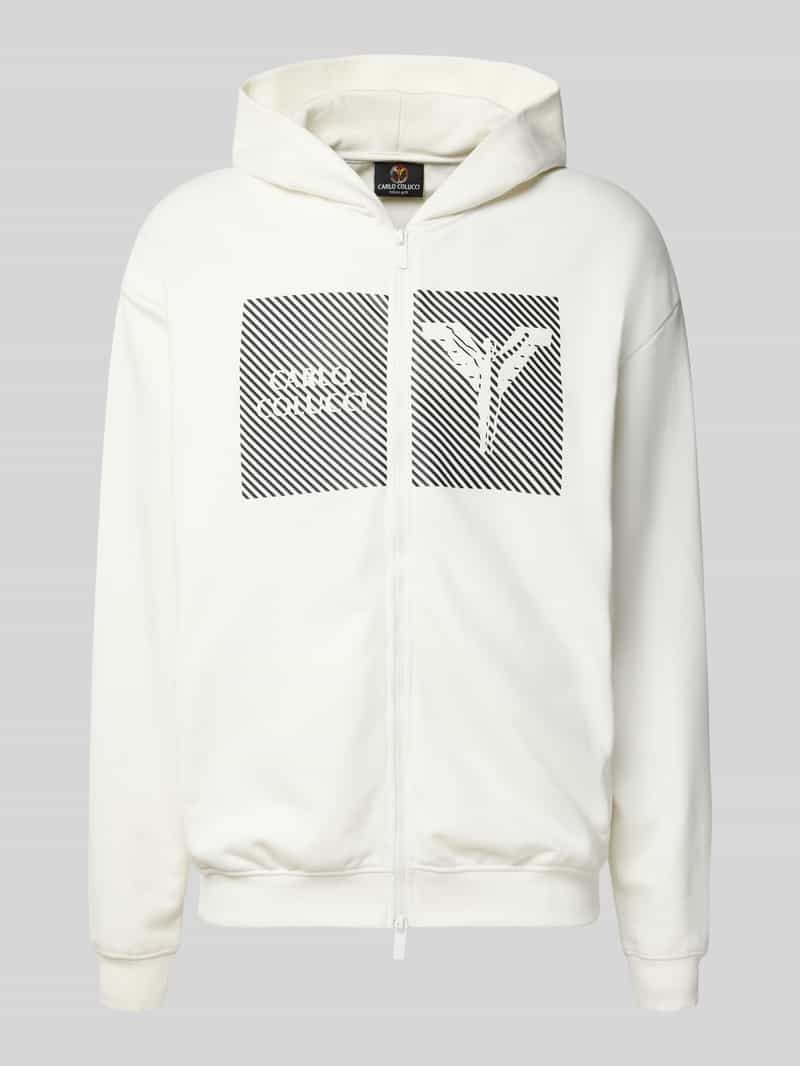 carlo colucci Sweatjack met logoprint en tweewegsritssluiting
