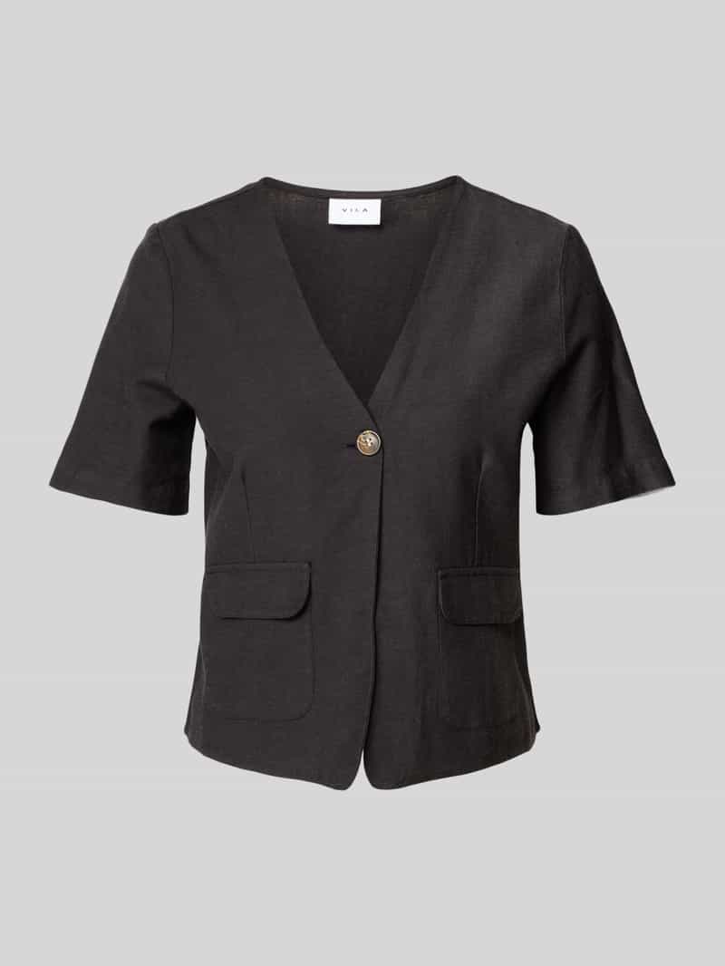 Vila Regular fit blouse met knoopsluiting en klepzakken