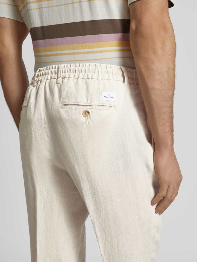 Manuel Ritz Regular fit linnen broek met elastische band