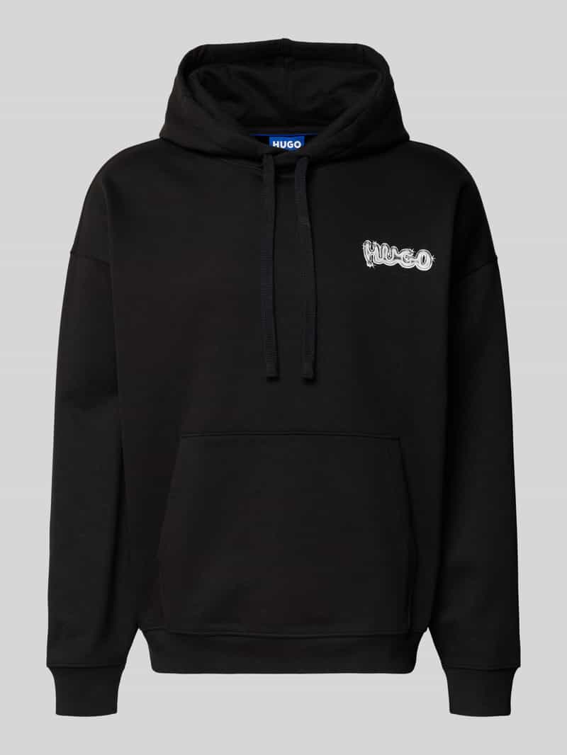 Hugo Blue Relaxed fit hoodie van puur katoen model 'NYROHOOD'