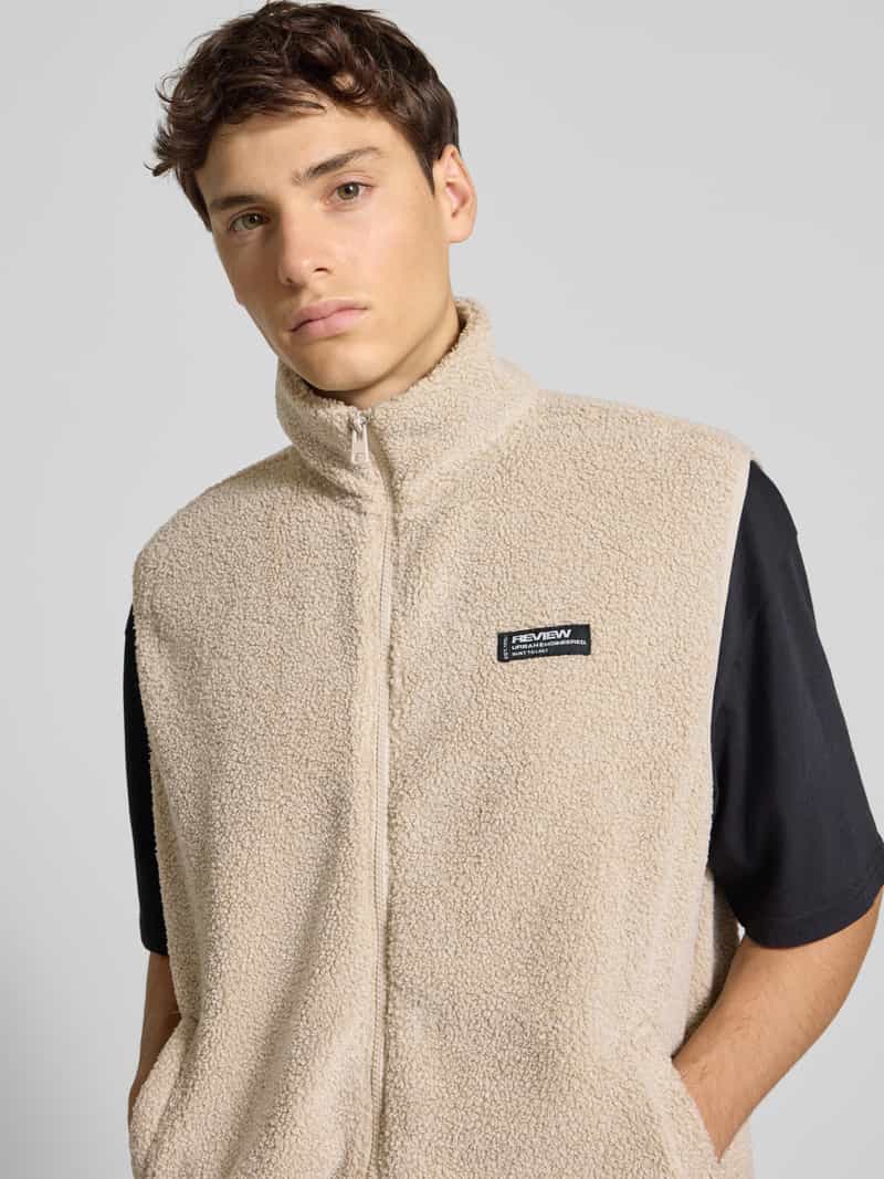 REVIEW Fleecegilet met opstaande kraag en steekzakken