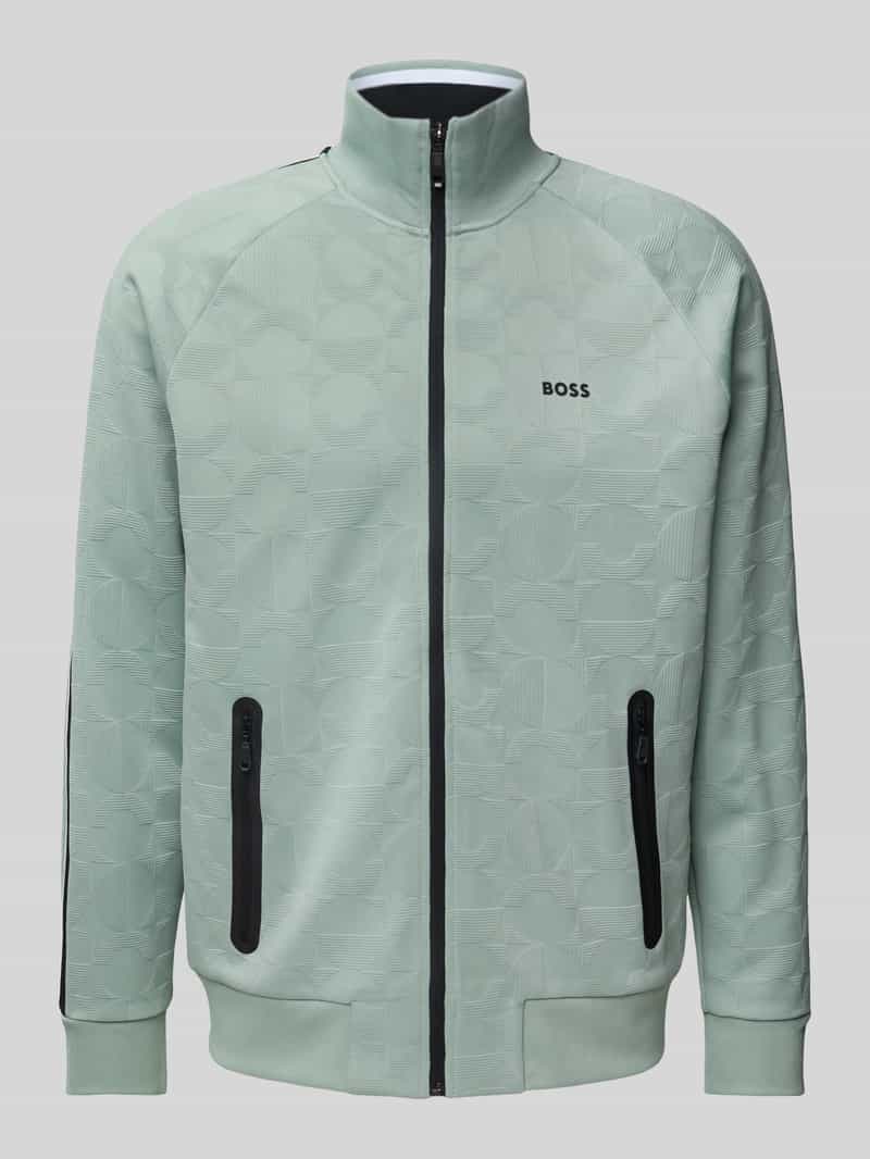 BOSS Green Sweatjack met labelopschrift model 'Skartley Striped'