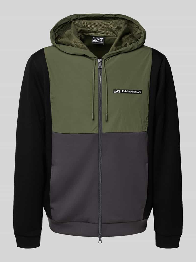 EA7 Emporio Armani Sweatjack met viscose in colour-blocking-design