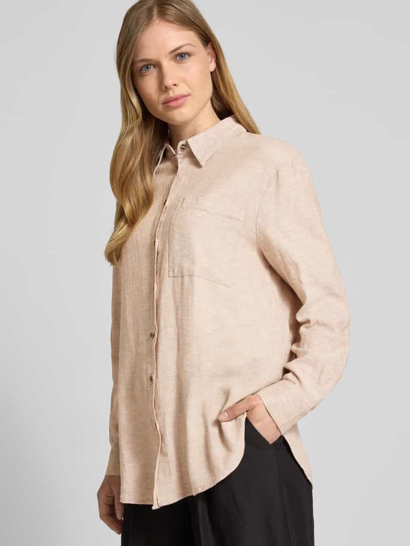 FREE QUENT Relaxed fit linnen blouse met borstzak model 'Lava'
