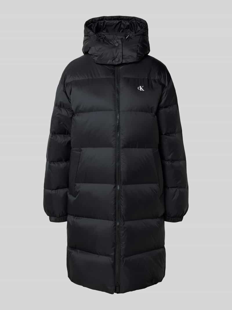Calvin Klein Jeans Regular fit gewatteerde lange jas met logoprint model 'Essential'