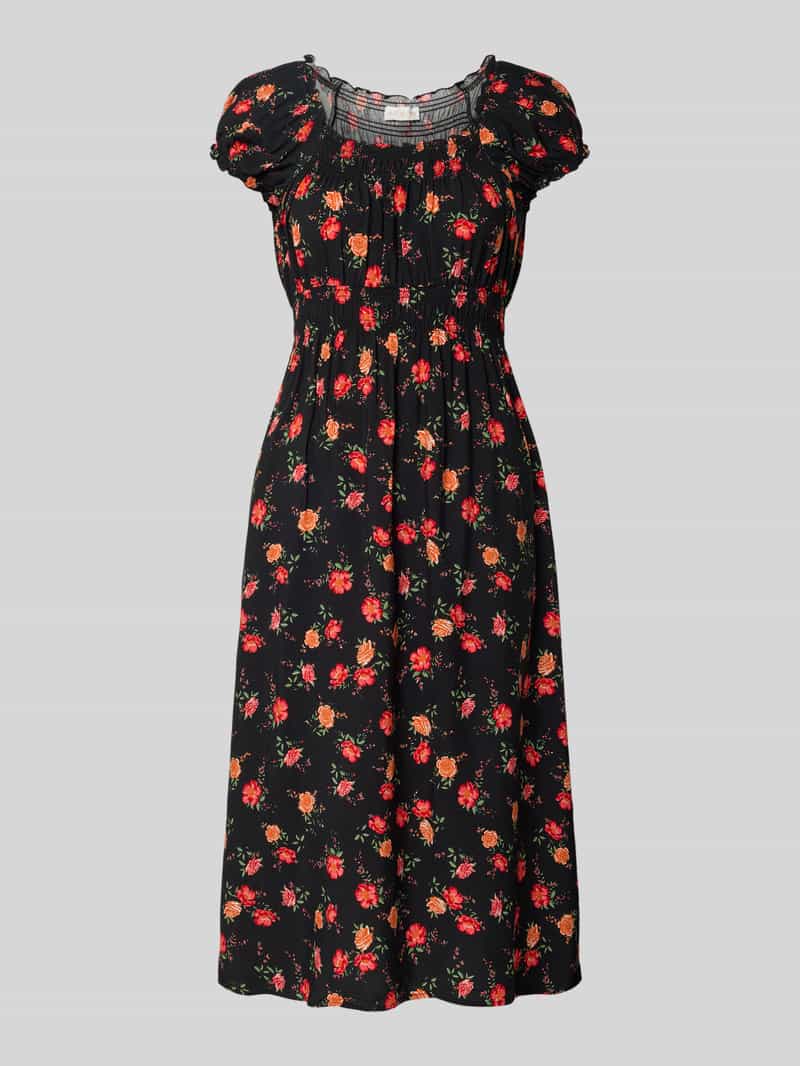 Apricot midi-jurk van viscose met vierkante hals zwart, foto 6