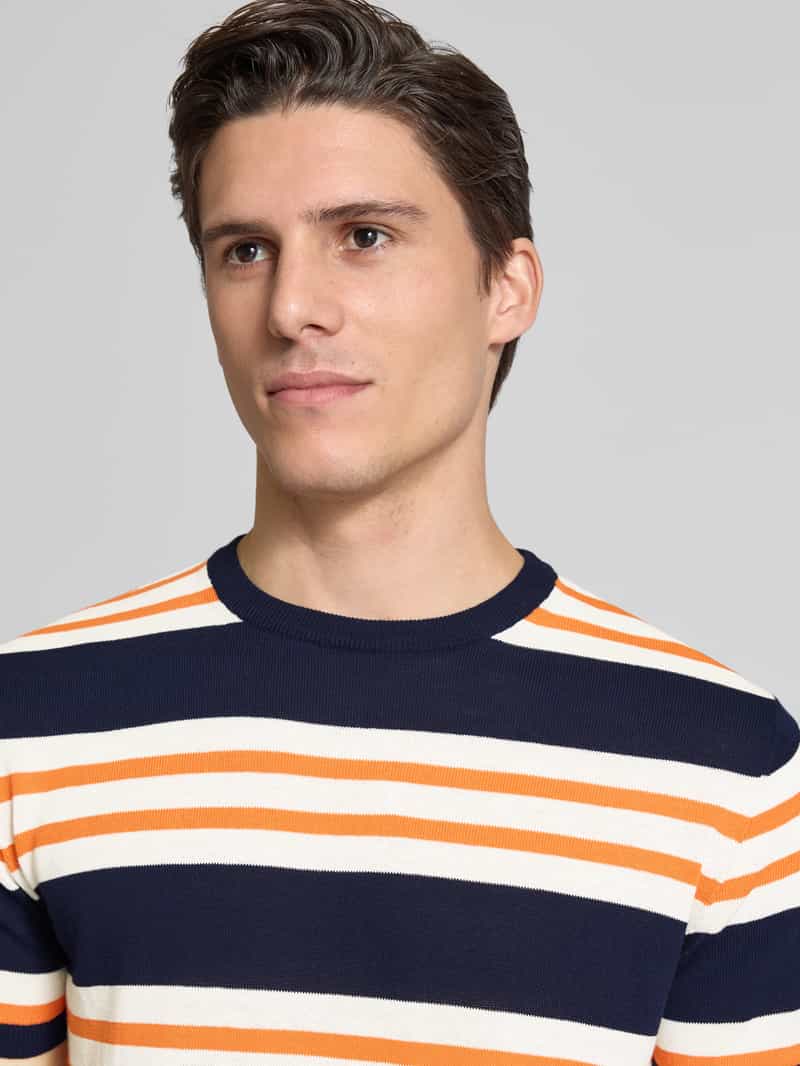 Manuel Ritz T-shirt met geribde ronde hals