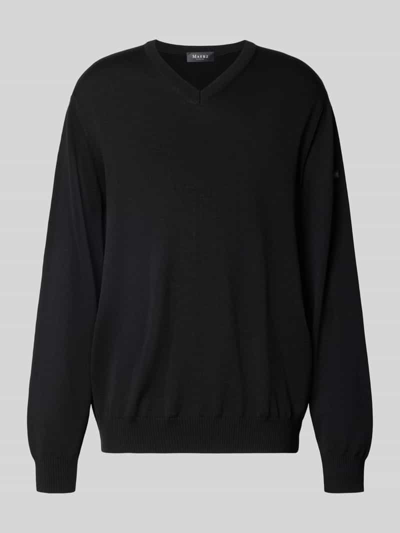 Regular fit gebreide pullover van zuivere scheerwol met v-hals