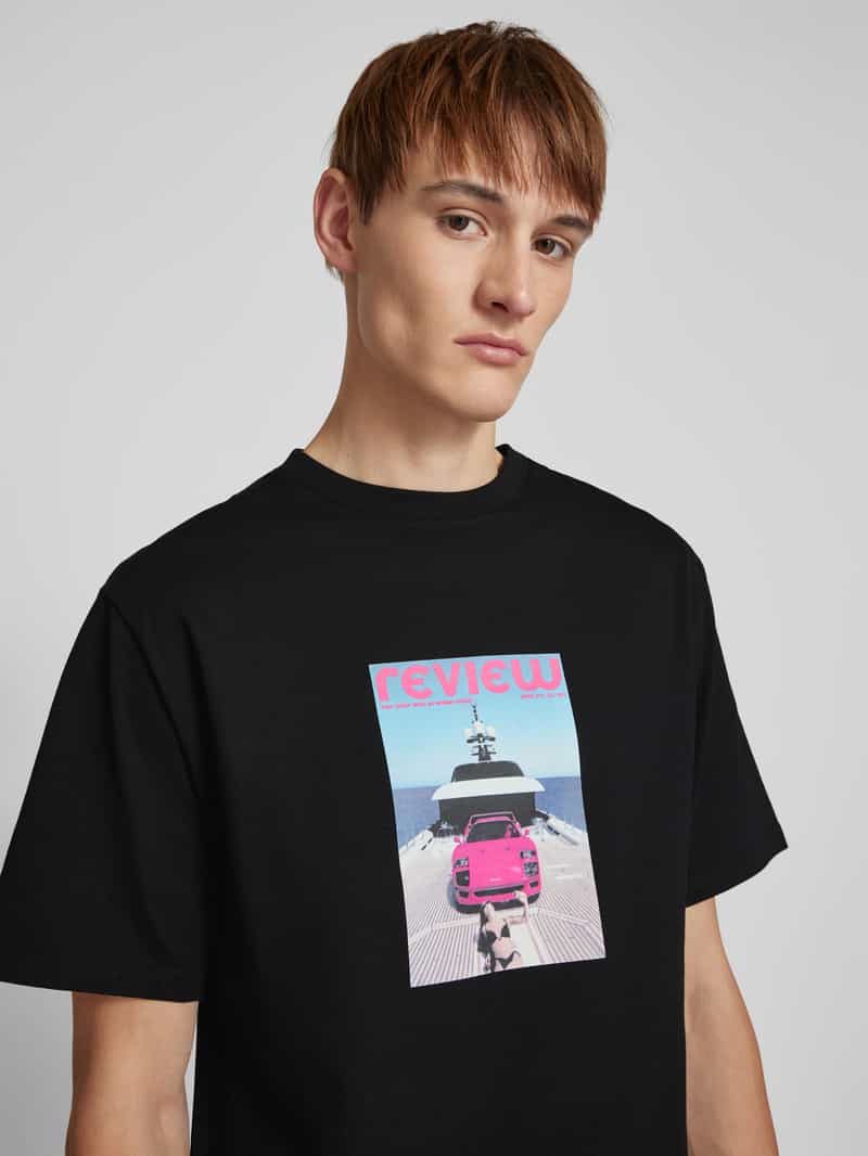 REVIEW T-shirt met geribde ronde hals