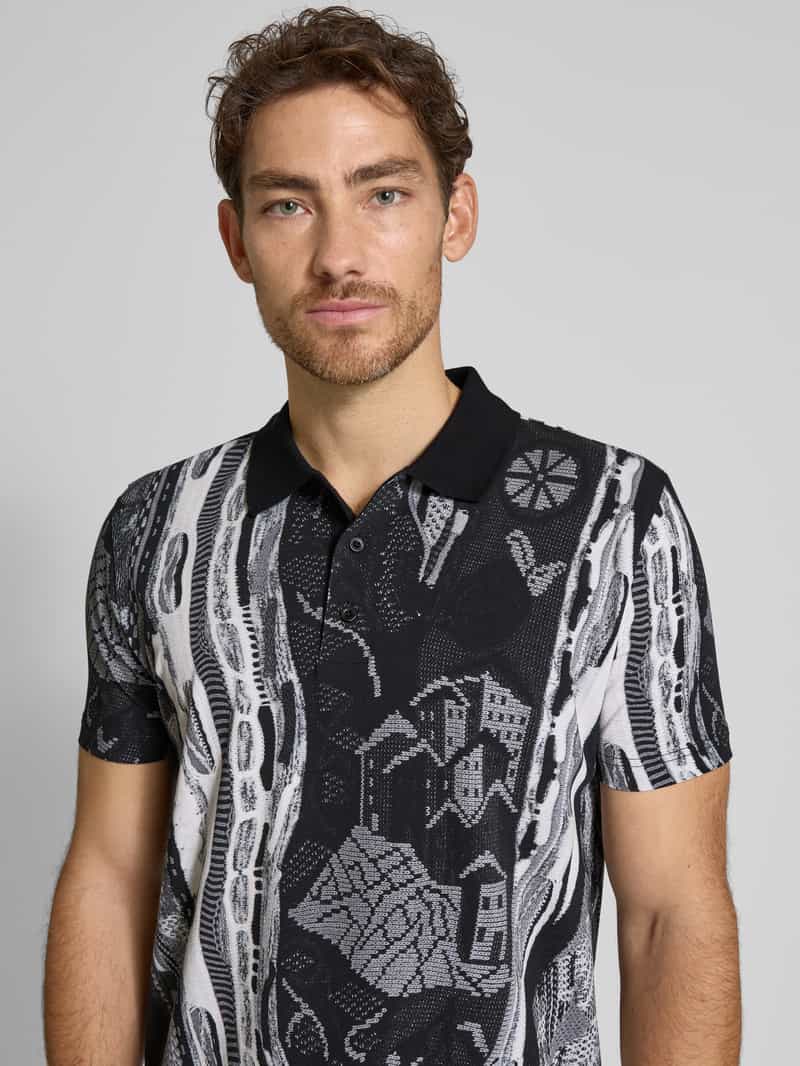carlo colucci Regular fit poloshirt met korte knoopsluiting