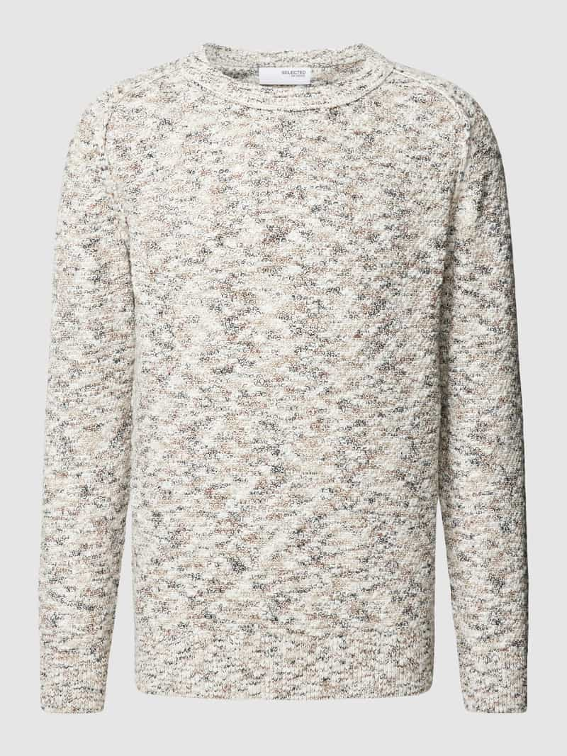 Selected Homme Gebreide pullover in gemêleerde look met ronde hals