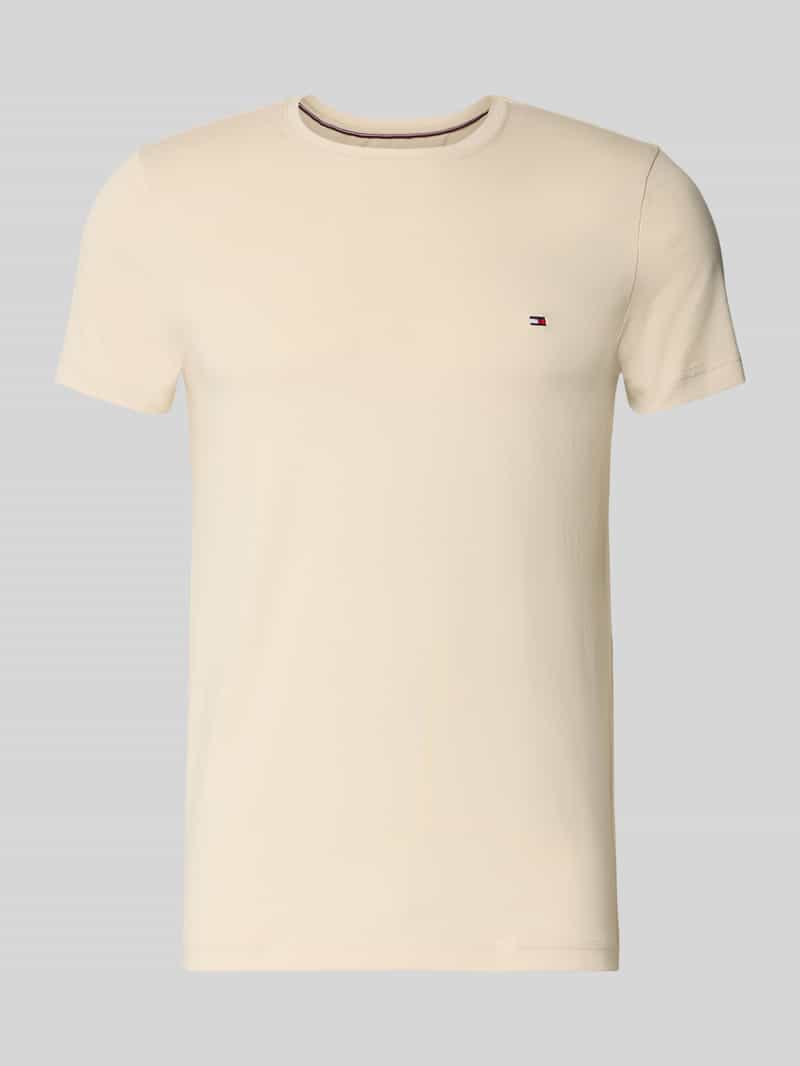 Tommy Hilfiger Slim fit T-shirt van een mix van katoen en elastaan